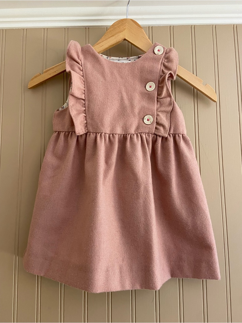 Zara Dusty Pink Lined Wool Dress Girls Size 3-4 years